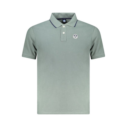 North Sails Green Cotton Men Polo Shirt with logo and two-button placket