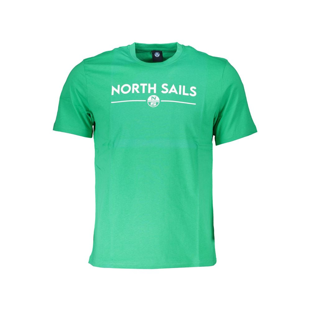North Sails Green Cotton T-Shirt, short sleeved, crew neck, with logo print.