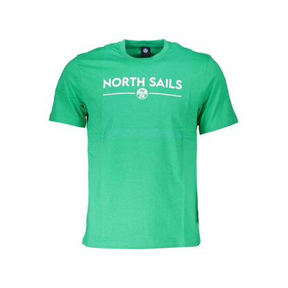 North Sails Green Cotton T-Shirt, short sleeved, crew neck, with logo print.