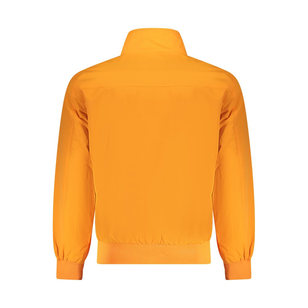 Back view of North Sails Orange Polyamide Men Jacket, showcasing vibrant color and design.