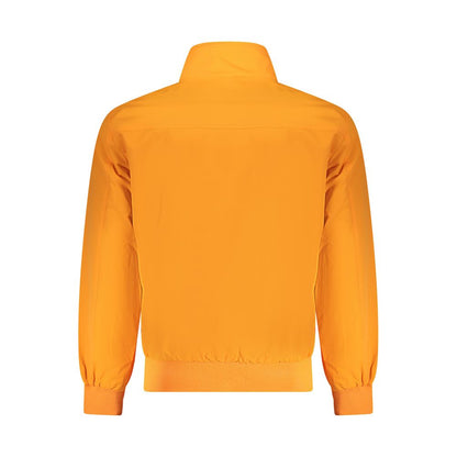 Back view of North Sails Orange Polyamide Men Jacket, showcasing vibrant color and design.