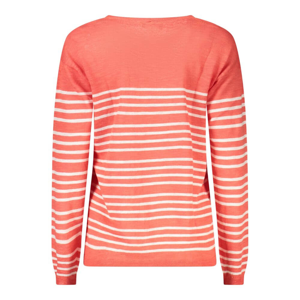 North Sails Red Cotton Sweater with striped long sleeves, wide neckline, and logo detail displayed in back view.