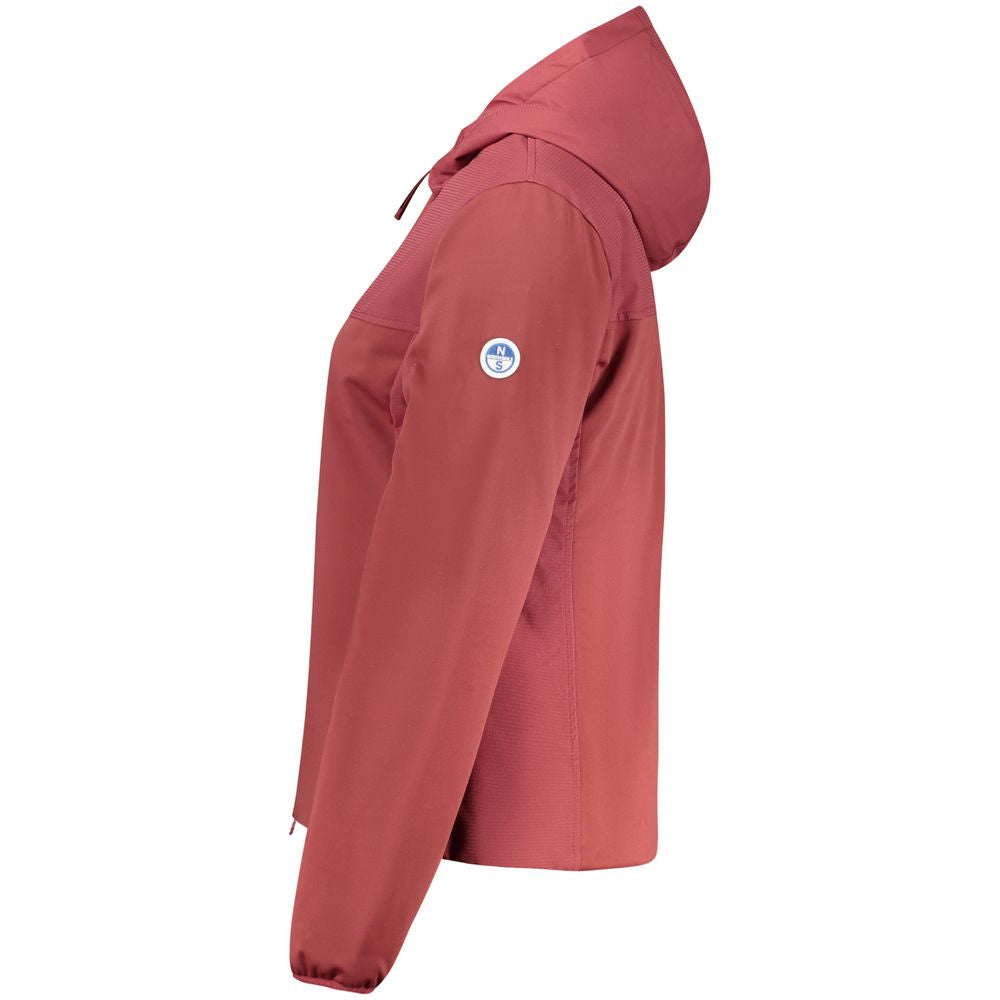 Side view of North Sails Red Polyester Jackets & Coat with hood and logo patch