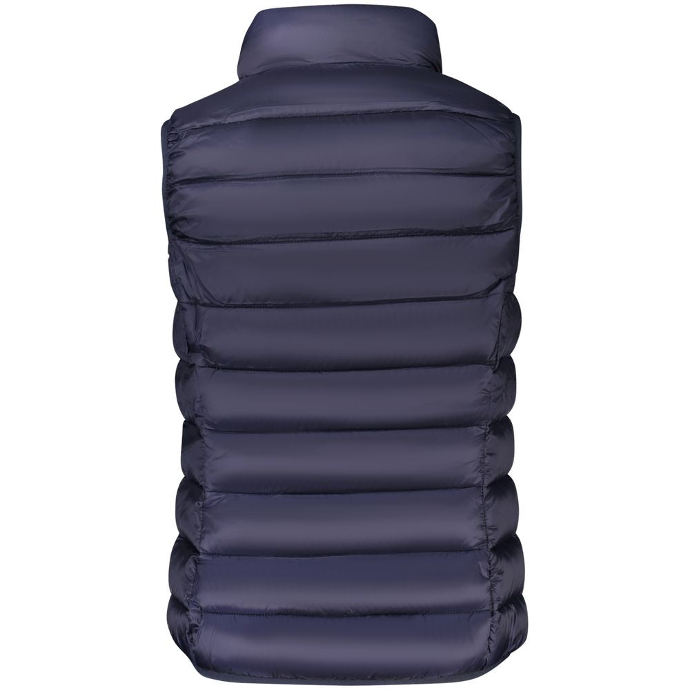 Rear view of Norway 1963 Blu Poliammide Women's Gilet, showcasing a sleek and modern design with sophisticated style.