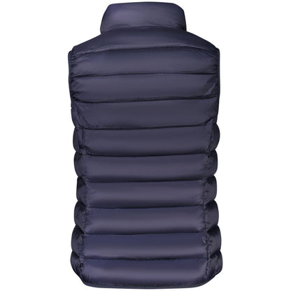 Rear view of Norway 1963 Blu Poliammide Women's Gilet, showcasing a sleek and modern design with sophisticated style.