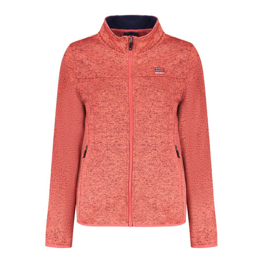 Norway 1963 Pink Polyester Women Sweater with zippers and embroidery