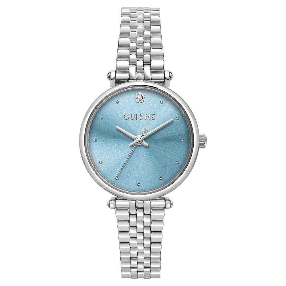 Elegant OUI&ME MOD. ME010293 ladies quartz wristwatch with stainless steel case and blue dial - water resistant 5 ATM.