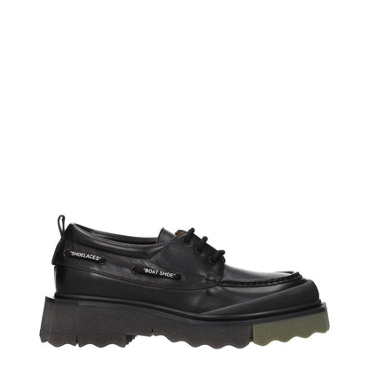 Off-White Black Leather Slip-On Loafers