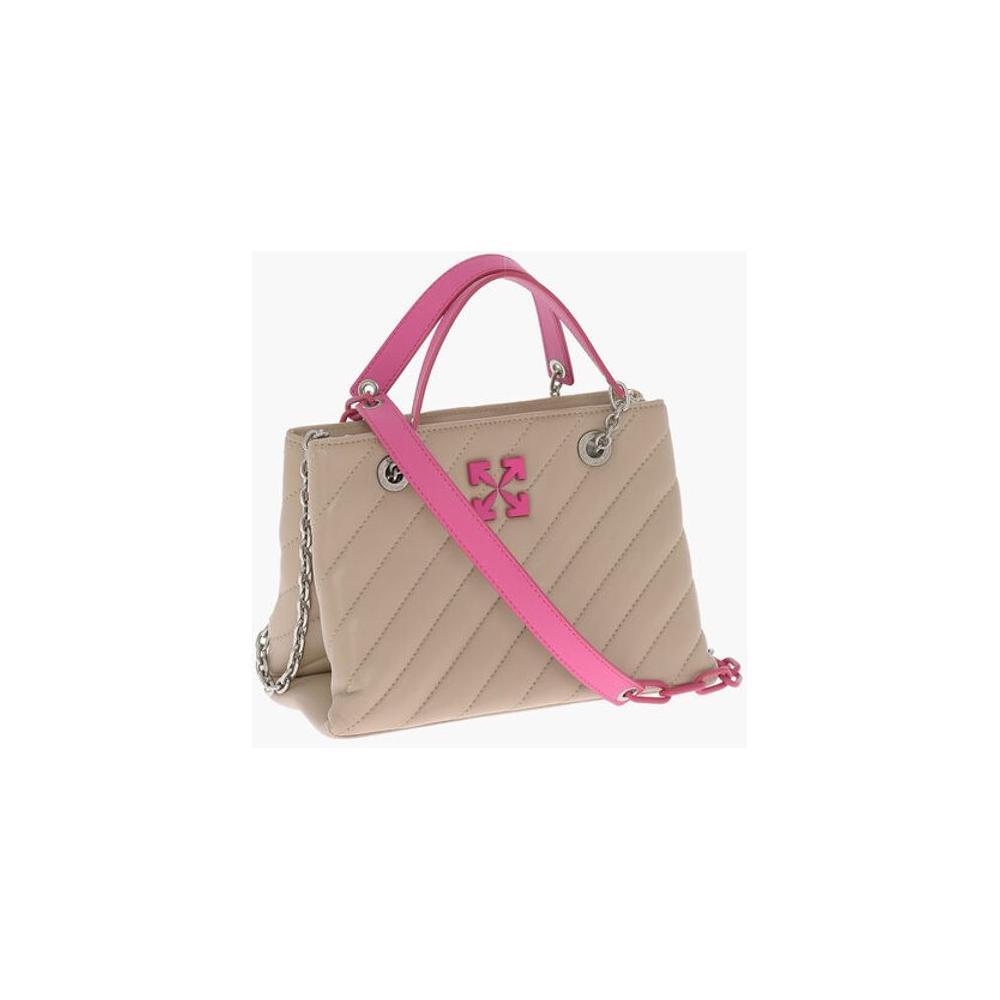 Off-White Off-White Quilted Leather JACKHAMMER Tote Bag with Contrasting Details OFP597809GD 1728,74866327712,Bags,Beige,New with tags,Off-White,Tote Bags - Women - Bags,Women,Women - Bags