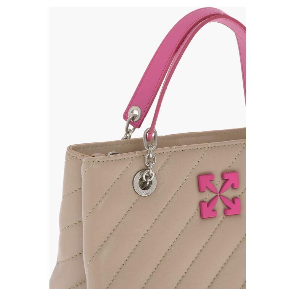 Off-White Off-White Quilted Leather JACKHAMMER Tote Bag with Contrasting Details OFP597809GD 1728,74866327712,Bags,Beige,New with tags,Off-White,Tote Bags - Women - Bags,Women,Women - Bags