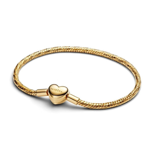 PANDORA JEWELRY Mod. HEART CLASP FACETED SNAKE CHAIN BRACELET JEWELRY