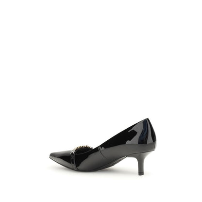 PINKO Black Calf Leather Bos Taurus Mid Heel Pumps