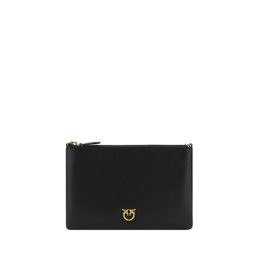 PINKO Black Calf Leather Bos Taurus Shoulder Bag
