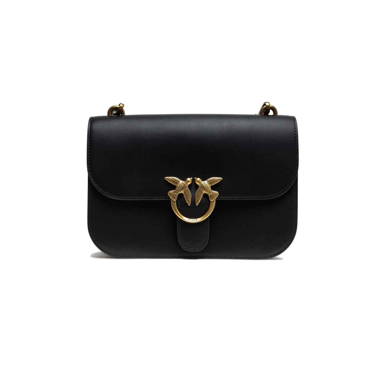 PINKO Black Leather Love Bell Classic Shoulder Bag