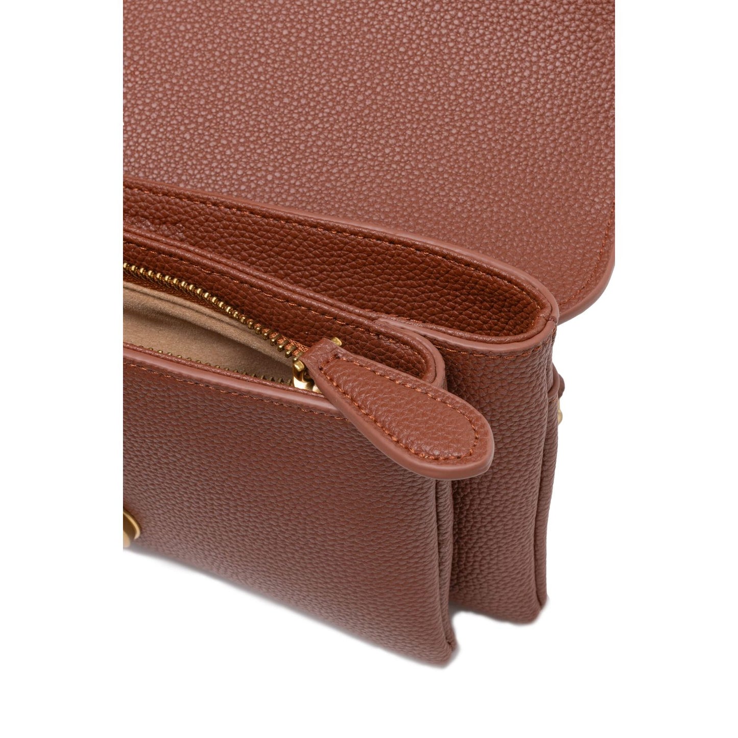 PINKO Brown Leather Love Boucle Riga Shoulder Bag