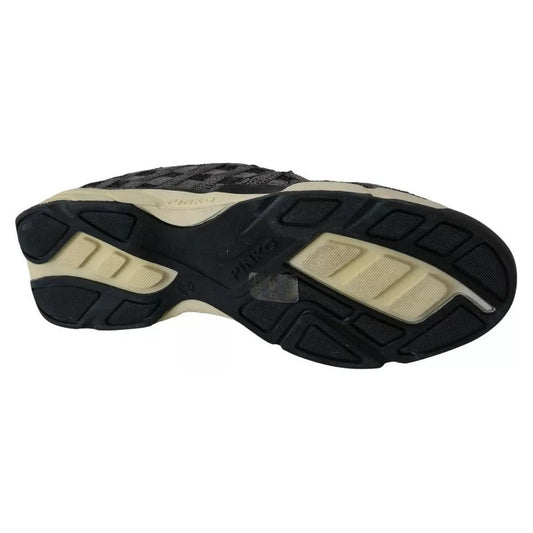 PINKO PINKO Silver Black Slip-on Sequence Design Sneakers Shoes 1728,67345645728,Black,EU39/US8.5,Material: Leather,New with tags,PINKO,Shoes,Sneakers - Women - Shoes,Women,Women - Shoes LA8326-39
