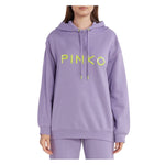 PINKO Purple Cotton Women Sweater with rubber logo on front, stylish and comfortable hoodie for trendsetters, crafted from high-quality cotton.