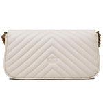 Back view of PINKO White Calfskin Women Crossbody Bag with quilted design and bird detail.