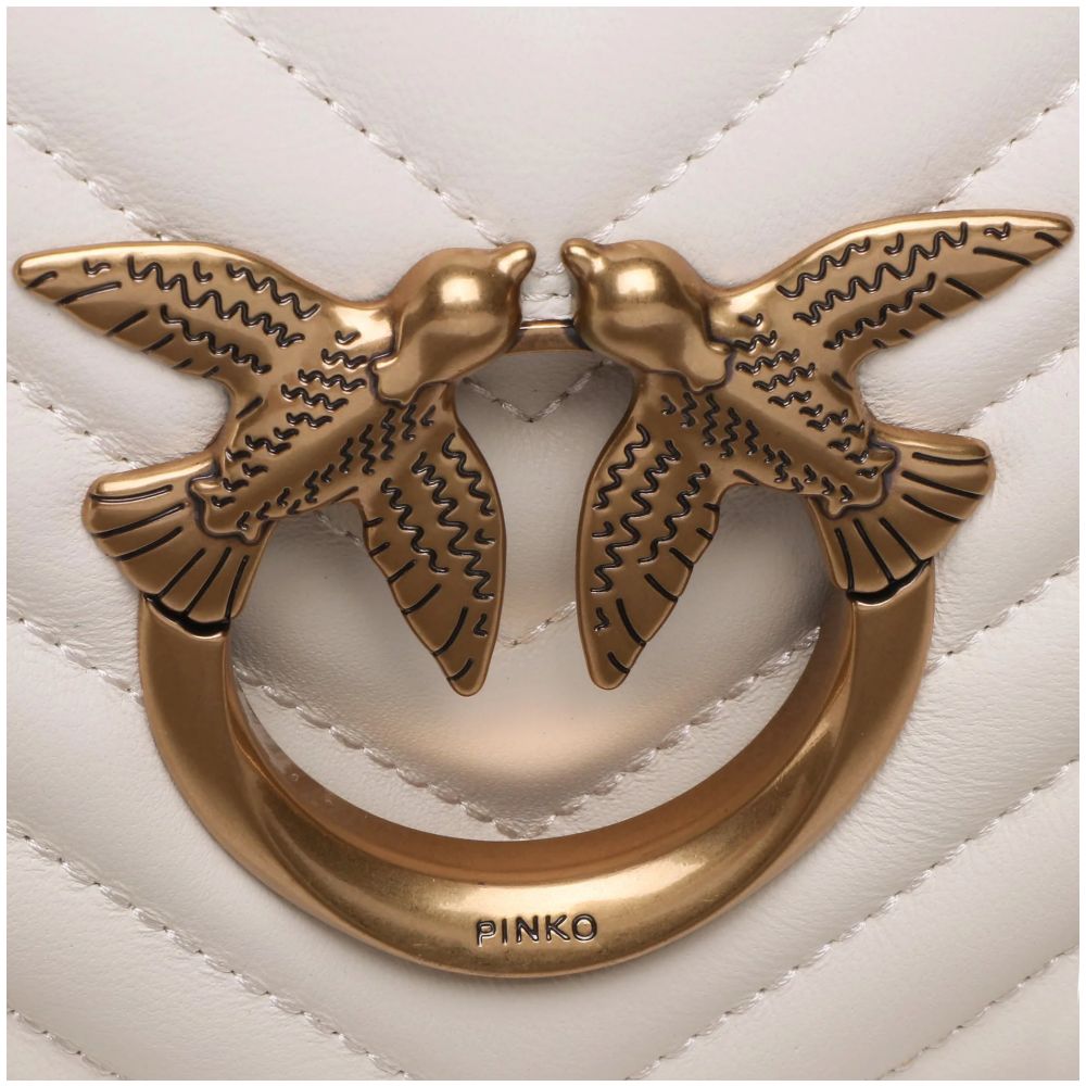 Bird detail on PINKO White Calfskin Women Crossbody Bag