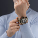 POLICE WATCHES Mod. PEWGF0054502 on wrist, close-up of stylish watch design for modern men.