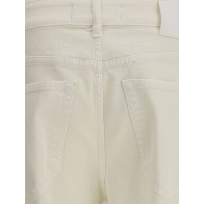 Back view of PT Torino Cream Cotton Slim Fit Jeans showcasing five-pocket style and elegant silhouette.