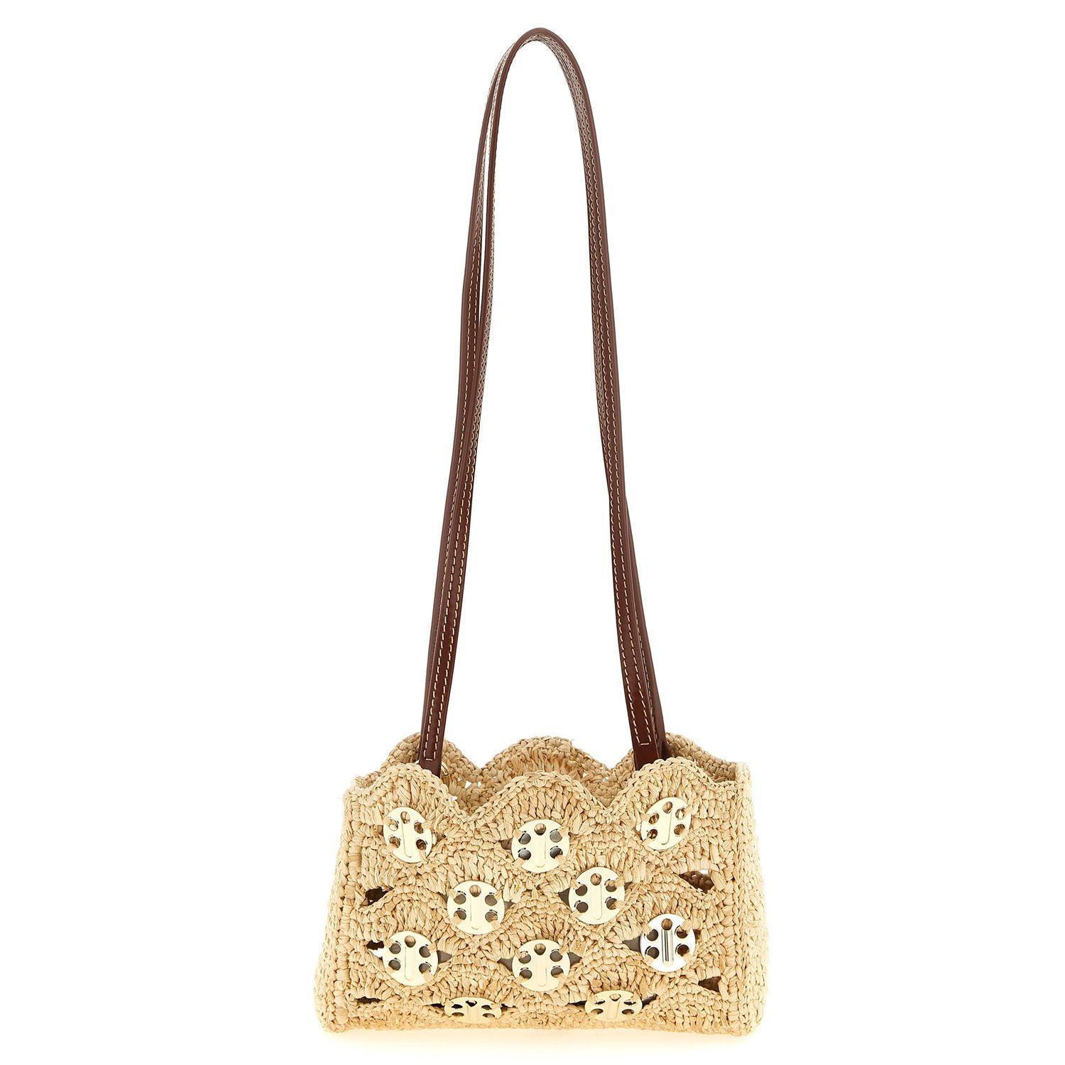 Paco Rabanne Beige Ramie Shoulder Bag