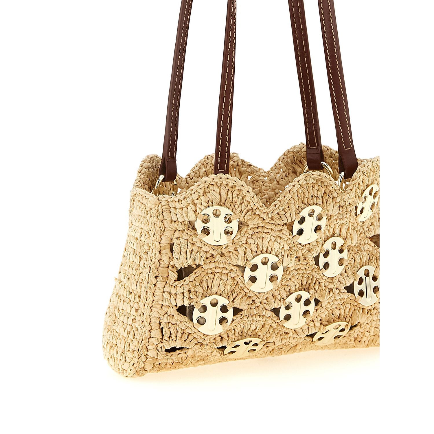 Paco Rabanne Beige Ramie Shoulder Bag
