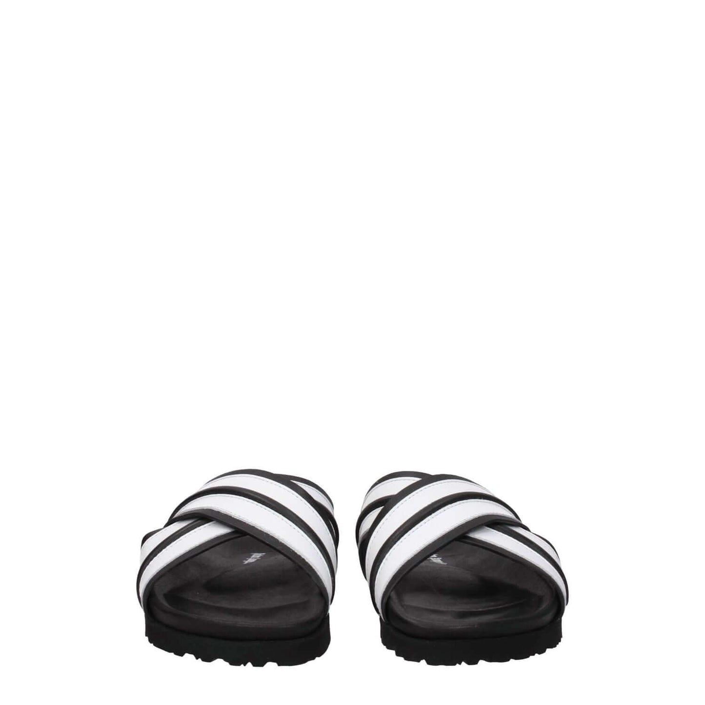 Palm Angels White Leather Slippers