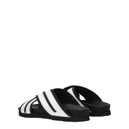 Palm Angels White Leather Slippers