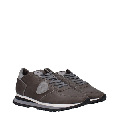 Philippe Model Gray Leather Low Top Sneakers