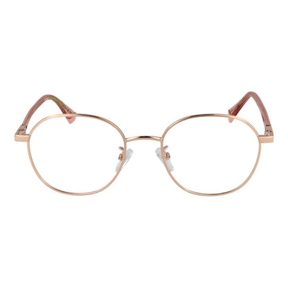Polaroid Rose Gold Metal Glasses (Frames), unisex full-rim, rose gold color, metal material, demo plastic lenses, style Panto.