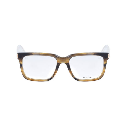 Police Green Plastic Frames - Men's glasses, model VPLF03N5306DA, made of plastic with green color and dimensions 53/18/145mm.
