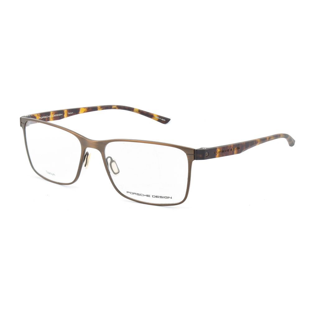 Porsche Design Gold Titanium Frames in golden titanium with tortoiseshell arms, model P8346E57, 57/16/145 mm measurements.