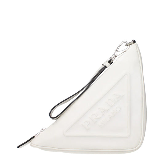 Prada White Leather Clutch Bag