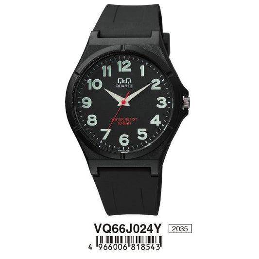 Q&Q FASHION Mod. VQ66J024Y - Men's quartz watch with black plastic strap and water resistance 10 ATM.