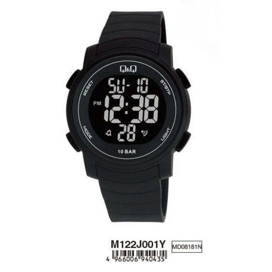 Q&Q Mod. GENT DIGITAL MULTIFUNCTION wristwatch in black resin with multifunction display and quartz movement, 10 ATM water resistance