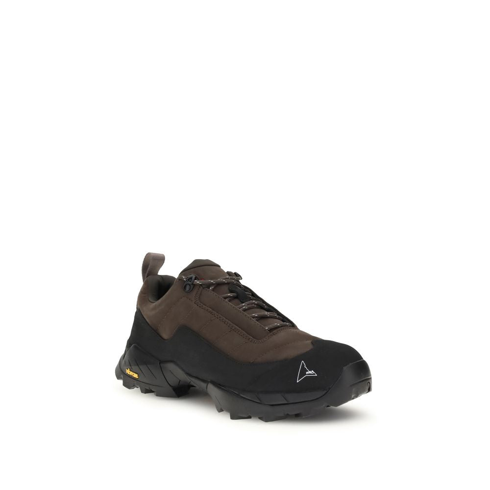 ROA Brown Calf Leather Bos Taurus Athletic Sneakers showcasing Vibram outsole and nylon upper.
