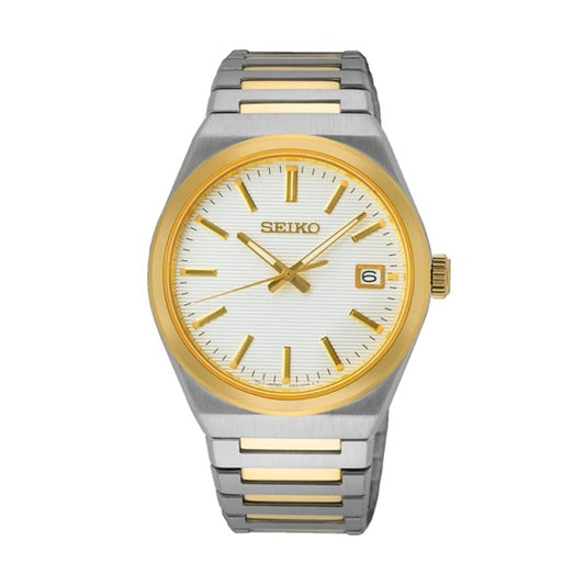 SEIKO WATCHES Mod. SUR558P1 wristwatch, 38.5 mm gold IP SS case, sapphire dial, quartz movement, 10 ATM water resistance, official box.