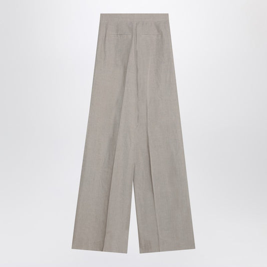 Max Mara Wide beige trousers in linen canvas SEQUOIACO/Q_MAXM-001_102