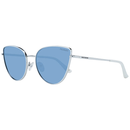SKECHERS MOD. SE6158 5921V sunglasses for ladies with blue lenses and sleek silver frame.