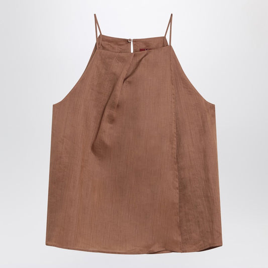 Max Mara Studio Tobacco-coloured ramie gauze top SUMMERPL/Q_MAXMS-053_102