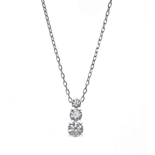SWAROVSKI Mod. 5414970 pendant necklace, rhodium plated, symbolizes eternal love, Attract Trilogy Collection with round cut white crystals.