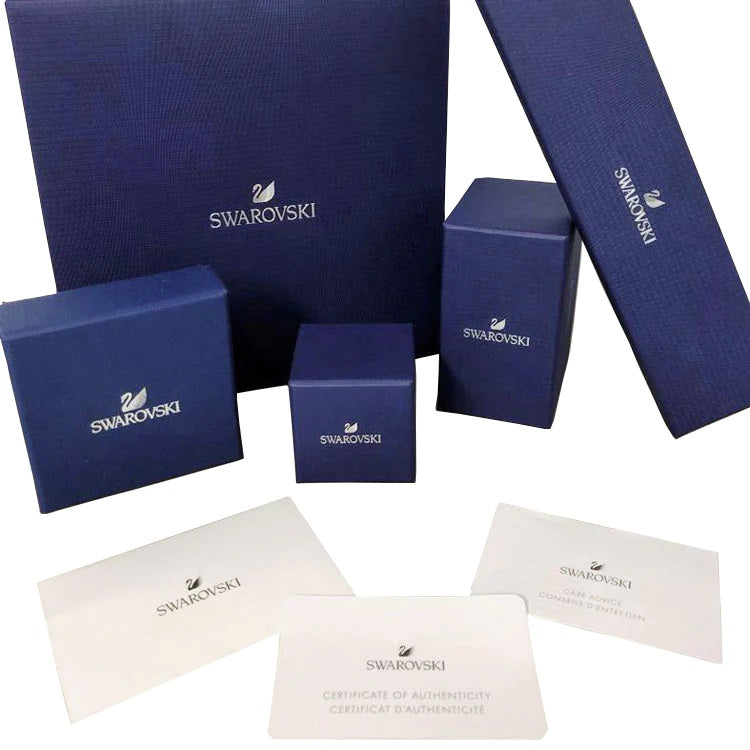 SWAROVSKI Mod. 5620555 official packaging featuring multiple branded blue boxes and certificates for Lady's bracelet.