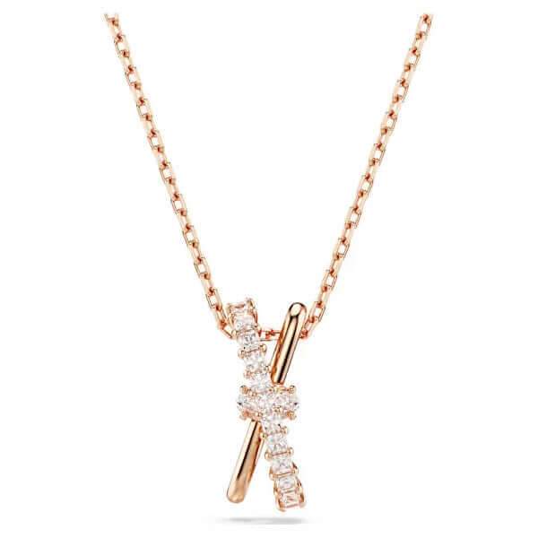 SWAROVSKI Mod. 5689788 Hyperbola Necklace in rose gold-tone plated with white Swarovski Zirconia and twisted design.