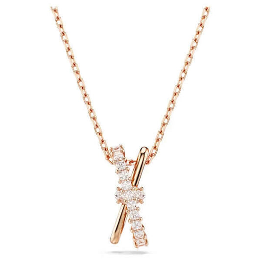 SWAROVSKI Mod. 5689788 Hyperbola Necklace in rose gold-tone plated with white Swarovski Zirconia and twisted design.