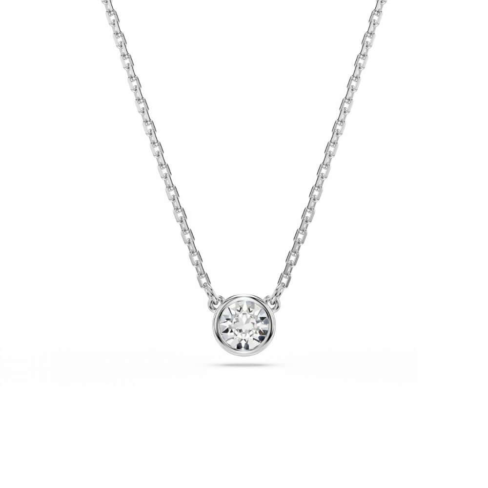 SWAROVSKI Mod. 5696039 Imber Pendant Necklace, round cut, white, rhodium plated, elegant design from Imber Collection.