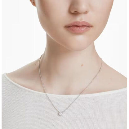 SWAROVSKI Mod. 5696039 Imber Pendant Necklace on Model, Rhodium Plated, Elegant Jewelry