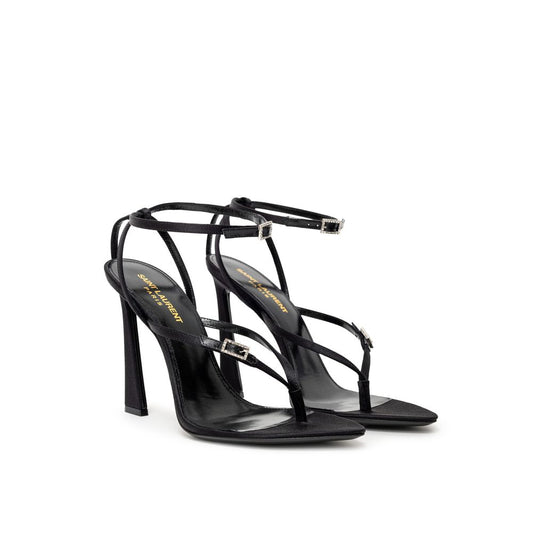 Saint Laurent Saint Laurent Black Leather E Raso Sandal 1728,67397976224,Black,EU38.5/US8,New with tags,Saint Laurent,Sandals - Women - Shoes,Shoes,Women,Women - Shoes SA-8772676-EU38.5/US8.5