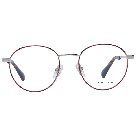 Sandro Red Men Glasses Frame, stainless steel full-rim round design with demo lenses, size 48-19-140.
