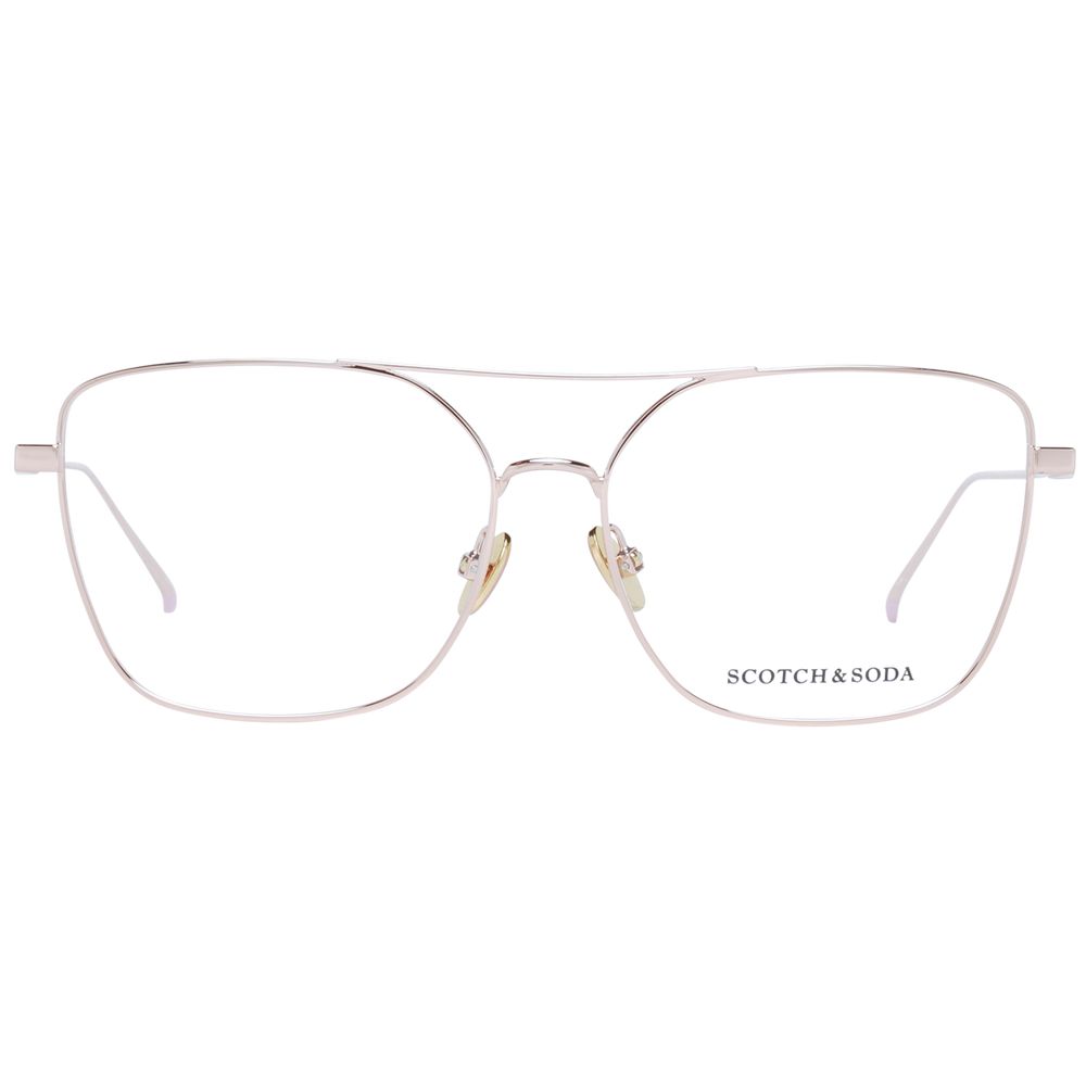 Scotch & Soda Gold Women Glasses Frame, metal square full-rim with demo lenses, ideal for fashion-forward women.